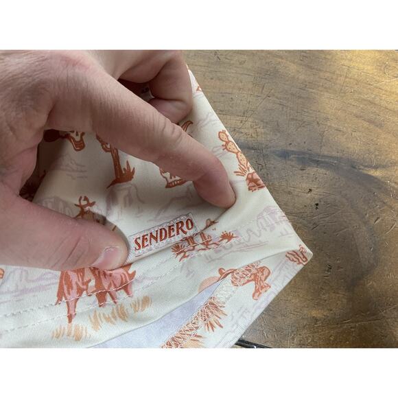 Sendero Provisions Co Polo Shirt Burnt Orange Desert Skull Horse Cactus Large - Picture 8 of 12